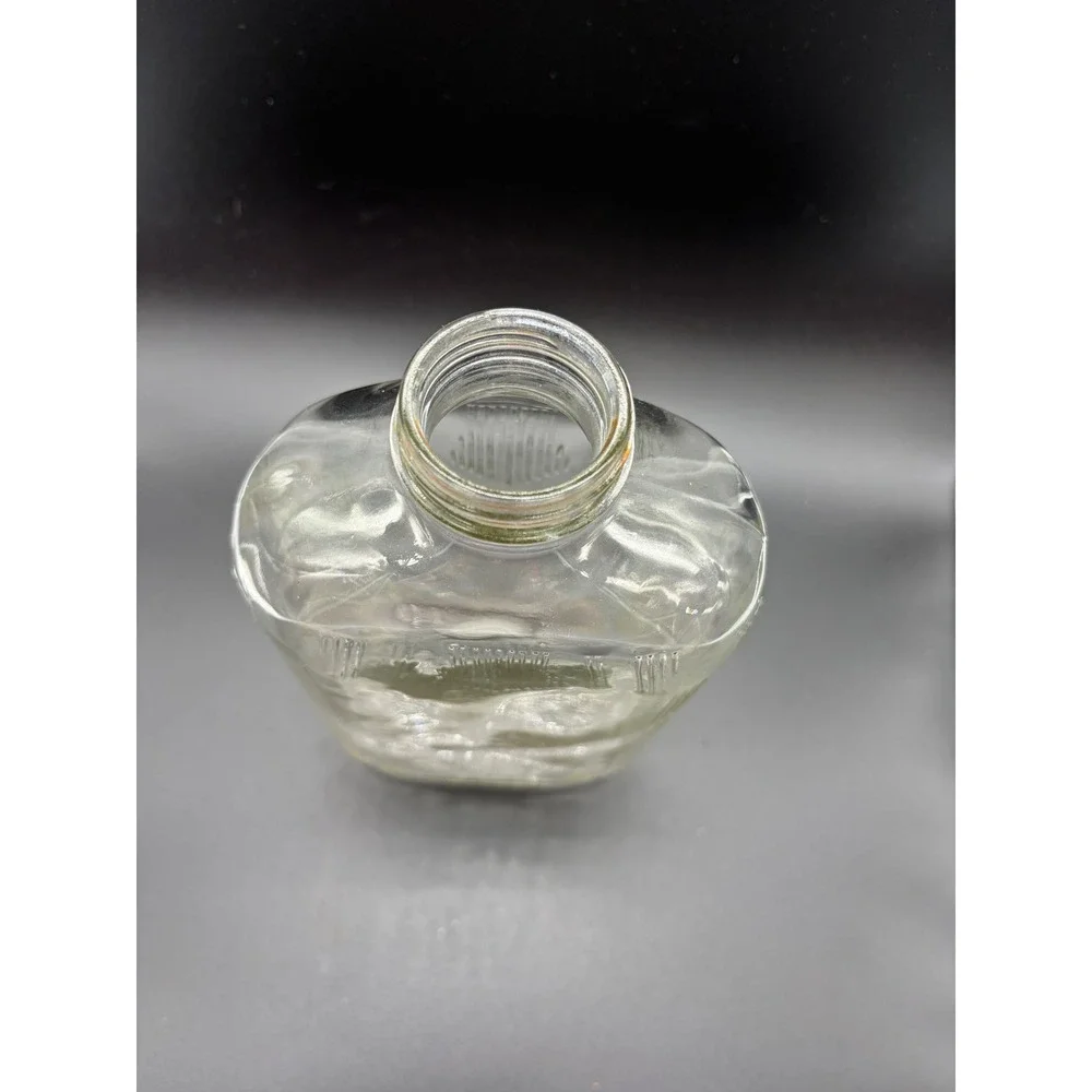 Vintage Clear Glass Embossed Flask‎ Bottle Collectible Display Home Decor